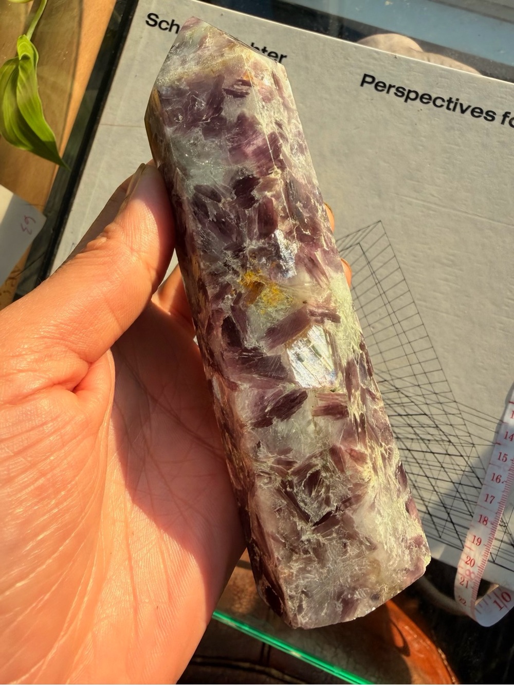 Large Purple Fluorite Tower | 6.5” Polished Crystal Point | Purple + Green